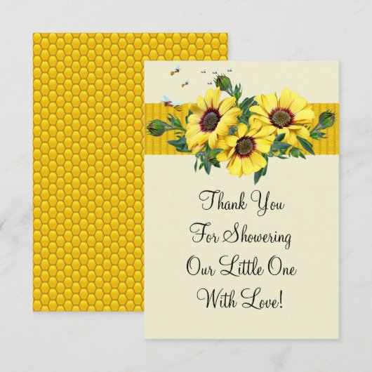 黄色い花蜂 サンキューカード (正面/裏面)