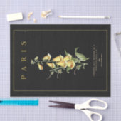 黄色い花袋花フランスの切りブラック 薄葉紙 (クラフト)