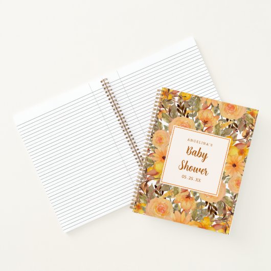 黄色い花赤ちゃんシャワーギフトリスト ノートブック (内部)