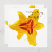 黄色い花、あなたは私のフラワーガールカードになります 招待状 (正面/裏面)