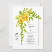 黄色い花、アーチおよびモノグラム秋の結婚式 招待状 (正面)