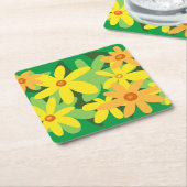 黄色い花 スクエアペーパーコースター (アングル)