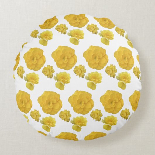 黄色い花 ラウンドクッション (正面)