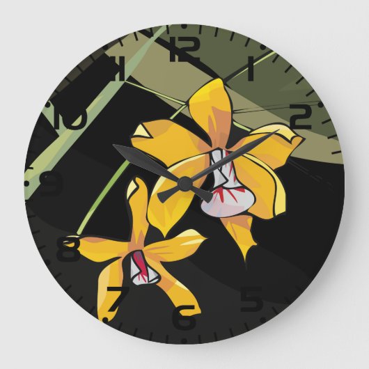 黄色い花 ラージ壁時計 (正面)