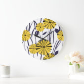 黄色い花 ラージ壁時計 (ホーム)