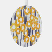 黄色い花：手色彩の鮮やかヴィンテージ ガラスオーナメント (正面右)