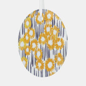 黄色い花：手色彩の鮮やかヴィンテージ ガラスオーナメント (正面左)