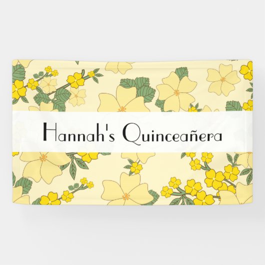 黄色い花、花の模様、キンセアニェラ 横断幕 (横)