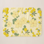 黄色い花、花柄、花柄 シェルパブランケット (正面(横))