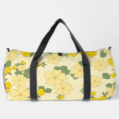 黄色い花、花柄、花柄 ダッフルバッグ (裏面)