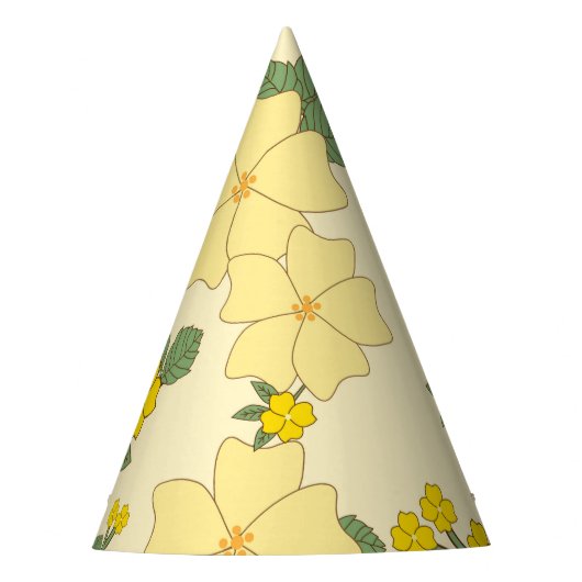 黄色い花、花柄、花柄 パーティーハット (正面)