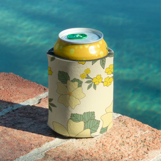 黄色い花、花柄、花柄 缶クーラー (インサイチュ プール)