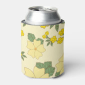 黄色い花、花柄、花柄 缶クーラー (缶正面)