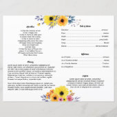 黄色い花 |葬儀プログラムテンプレート (裏面)