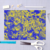 黄色い花（青） 薄葉紙 (クラフト)