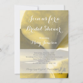 黄色い芸術的トーンの花 – ブライダルシャワー 招待状