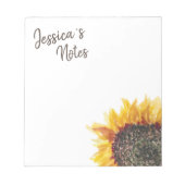 黄色い茶色のヒマワリ(白) ノートパッド (正面)