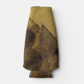 黄色い茶色の黒い抽象芸術絵画のブラシストローク ボトルクーラー (正面)