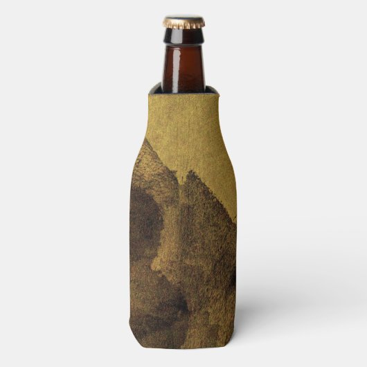 黄色い茶色の黒い抽象芸術絵画のブラシストローク ボトルクーラー (ボトル正面)