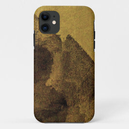 黄色い茶色の黒い抽象芸術絵画のブラシストローク iPhone 11 ケース