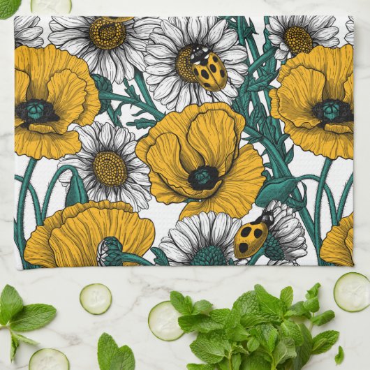 黄色い草原 キッチンタオル (折り畳み)