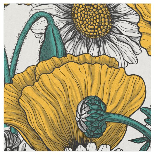 黄色い草原 ファブリック (クローズアップ)