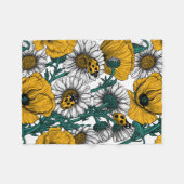 黄色い草原 フリースブランケット (正面(横))