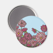 黄色い菊の花のフィールドCork Coaster マグネット (正面/裏面)