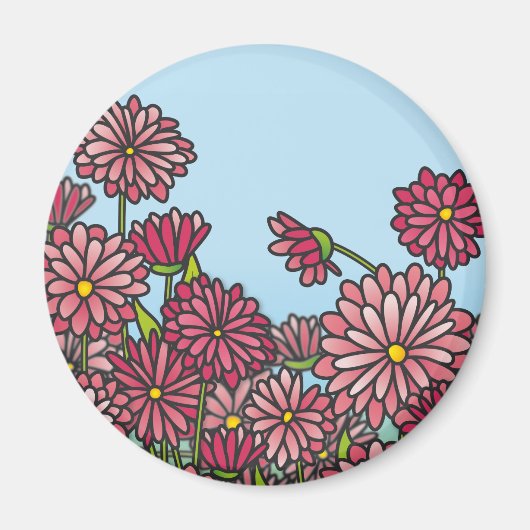 黄色い菊の花のフィールドCork Coaster マグネット (正面)