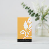 黄色い葉のサロンのスパの名刺 名刺 (スタンド正面)