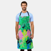 黄色い葉のピンクのあじさい園 エプロン (着用した状態)