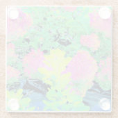 黄色い葉のピンクのあじさい園 ガラスコースター (裏面)