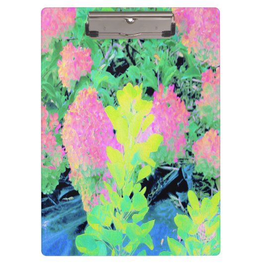 黄色い葉のピンクのあじさい園 クリップボード (正面)