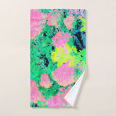 黄色い葉のピンクのあじさい園 ハンドタオル (ハンドタオル)