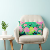 黄色い葉のピンクのあじさい園 ランバークッション (椅子)