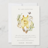 黄色い葉の服のベビー発表 サンキューカード (正面)