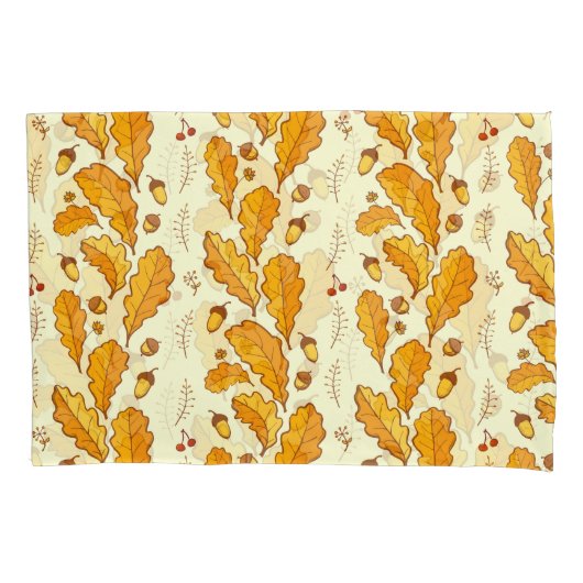 黄色い葉オーク材:秋の背景。 枕カバー (正面)