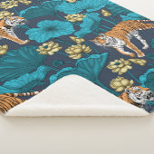 黄色い蓮の池の虎 シェルパブランケット (3/4)