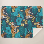 黄色い蓮の池の虎 シェルパブランケット (正面(横))