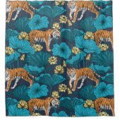 黄色い蓮の池の虎 シャワーカーテン (正面)