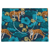 黄色い蓮の池の虎 ラージペーパーバッグ (正面)