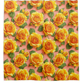 黄色い薔薇 シャワーカーテン
