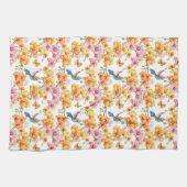 黄色い蘭とハミングバード キッチンタオル (横)
