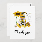 黄色い蜂の小人ひまわり感謝カード ポストカード (正面/裏面)