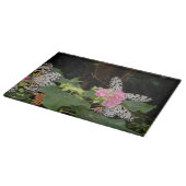 黄色い蝶とピンクの花 カッティングボード (角)
