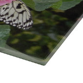 黄色い蝶とピンクの花 カッティングボード (角)