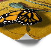 黄色い蝶と赤いケシ ポスター (角)