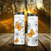 黄色い蝶と黒と白の花引用文 タンブラー