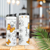 黄色い蝶と黒と白の花引用文 タンブラー