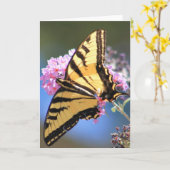 黄色い蝶を特色にする挨拶状 カード (黄色い花)